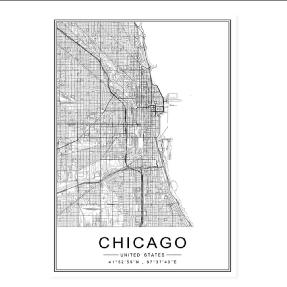 Chicago black and white canvas poster